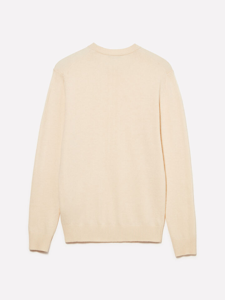 Beigefarbener Pullover mit Rundhalsausschnitt in normaler Passform - rundhalspullover für herren - Beige | Sisley image number 2